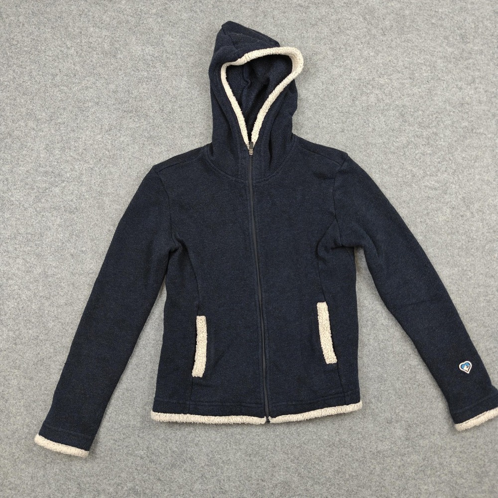 Kuhl Jacket Kids 12 Blue Fleece Hooded Full Zip Lined Pockets Casual Warm‎